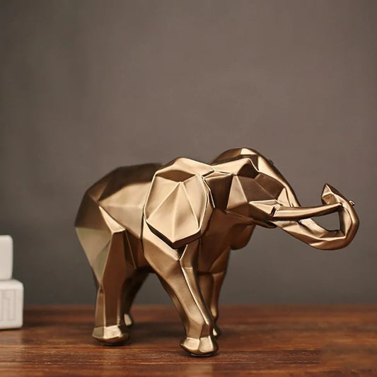 Abstract Gold Elephant Statue Resin